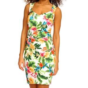 NWT! Siena tropical print side pleat sheath dress size 14